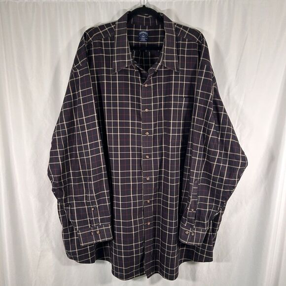 Brooks Brothers Dress Shirt Men 4XL Brown Plaid Button Up Long Sleeve All Cotton - Picture 1 of 5